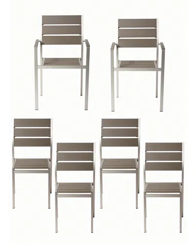Pangea Home Roy 6pc Outdoor Dining Chairs In Gray