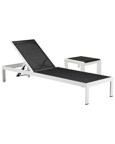 Pangea Home Sally Lounger & Side Table In Black