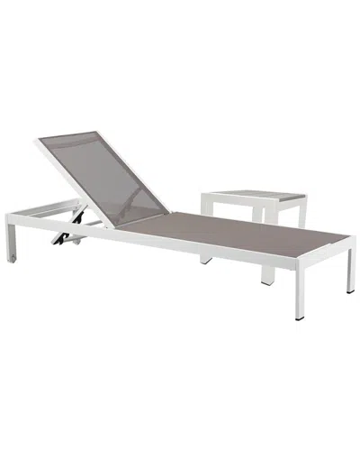 Pangea Home Sally Lounger & Side Table In Gray