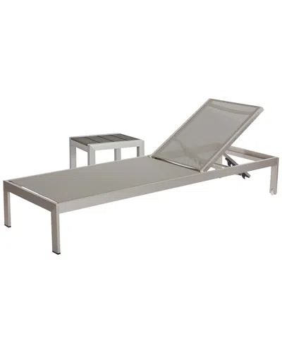 Pangea Home Sally Lounger & Side Table In Gray