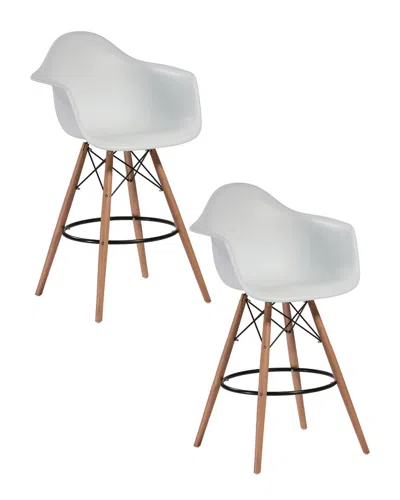 Pangea Home Set Of 2 Daphney Bar Stools In White