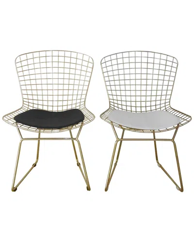 Pangea Home Set Of 2 Gold Shuttle Dining Chairs
