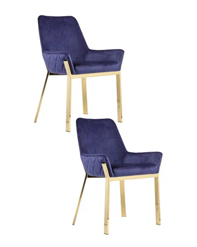 Pangea Home Set Of 2 Hudson Diamond Tufted Chairs In Blue