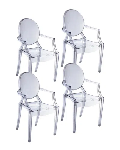 Pangea Home Set Of 4 Bentley Arm Dining Chairs In White