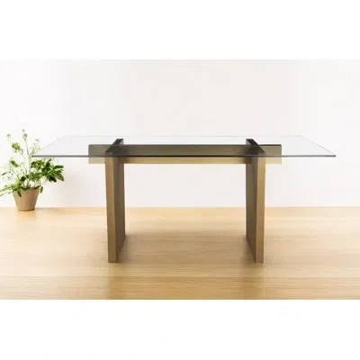 Pangea Home Spencer Dining Table - 71" Glass Dining Table With Brass Legs – Modern Rectangular Tempered Glass To In Clear
