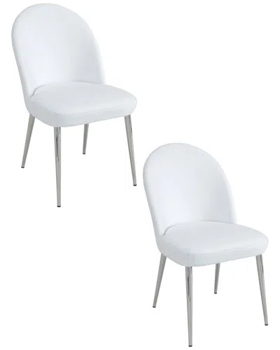 Pangea Home Vera Set Of 2 White & Gold Side/dining Chairs