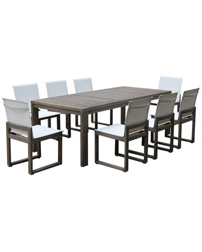 Pangea Home Vick 9 Piece Outdoor Dinng Set In Gray