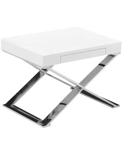 Pangea Home X-leg Side Table In White