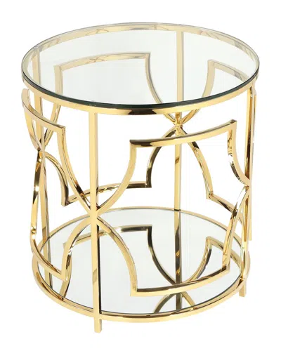 Pangea Home Z-edward Round Side Table In Gold
