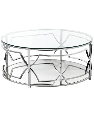 Pangea Home Z-edward Round Coffee Table In Silver