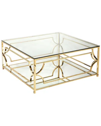 Pangea Home Z-edward Square Side Table In Gold