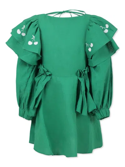 Pangolini Kids' Cherry Dress In Green