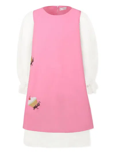Pangolini Kids' Embroidered-detailing Dress In Pink