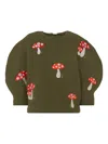 Pangolini Fly Agaric Embroidered Puff-sleeve Sweatshirt In Brown