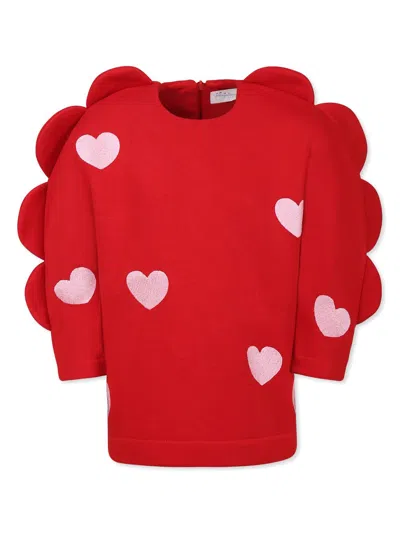 Pangolini Kids' Heart-print Dress In Red