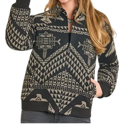 Panhandle Aztec Bomber Jacket In Black