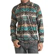 Panhandle Aztec Quarter Zip Pullover Sweater In Brown/indigo In Multi