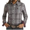 Panhandle Button Dobby Plaid Shirt In Grape