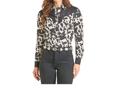 Panhandle Cow Print Shirt In Black/white