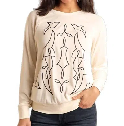 Panhandle Embroidered Bootstitch Sweatshirt In Cream In Neutral
