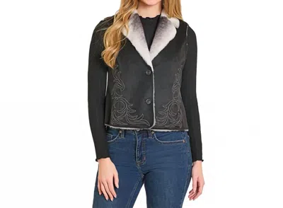 Panhandle Embroidered Microsuede Vest In Black