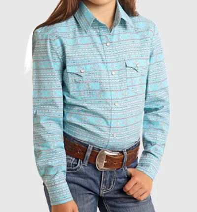 Panhandle Kids' Girls Slim Shirt In Turquoise In Blue