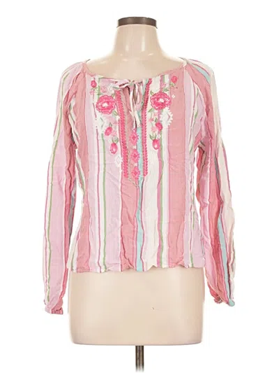 Pre-owned Panhandle Long Sleeve Blouse In Pink