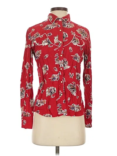 Pre-owned Panhandle Long Sleeve Blouse In Red