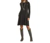 Panhandle Long Sleeve Knit Swing Mini Dress In Black