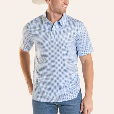 Panhandle Men's Performance Blue Geo Print Pearl Snap Polo Shirt