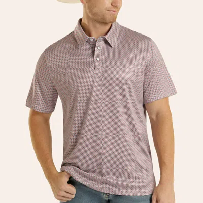Panhandle Men's Performance Red & Blue Geo Print Pearl Snap Polo Shirt In Purple