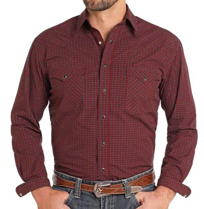 Panhandle Men's Rough Stock Snap Shirt In Burgundy In Red