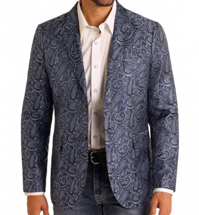 Panhandle Paisley Jacquard Sports Coat Blazer In Indigo In Multi