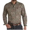 Panhandle Paisley Long Sleeve Single Pocket Button Down Shirt In Tan In Multi