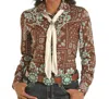 Panhandle Retro Bandana Snap Down Shirt In Brown In Brown