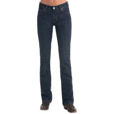 Panhandle Rock & Roll Cowgirl Juniors Boyfriend Jeans In Dark Wash In Blue
