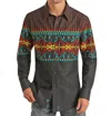 Panhandle Rock & Roll Long Sleeve 2 Pocket Border Woven Snap Shirt In Black In Multi
