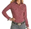 Panhandle Rough Stock Long Sleeve Snap Shirt In Burgundy