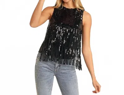 Panhandle Sequin Fringe Tank Top In Black