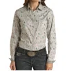 Panhandle Skull And Boot Snap Shirt In Light Grey In Multi