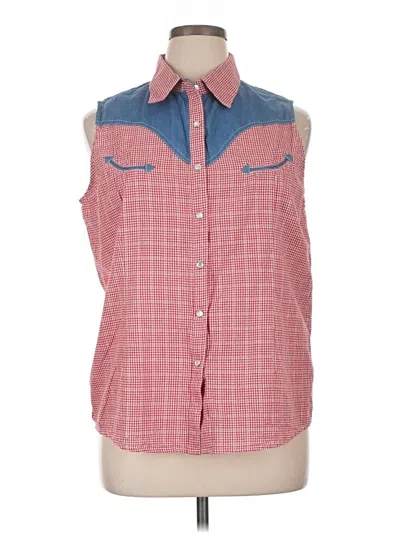 Pre-owned Panhandle Sleeveless Button Down Shirt In Pink