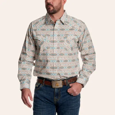 Panhandle Slim Men's Beige Aztec Print Long Sleeve Pearl Snap Western Shirt In Multi