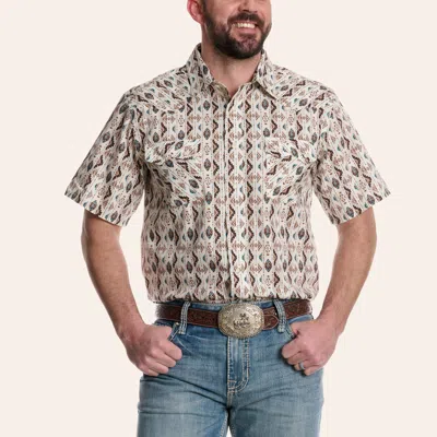 Panhandle Slim Men's Brown Aztec Print Pearl Snap Western Shirt In Multi