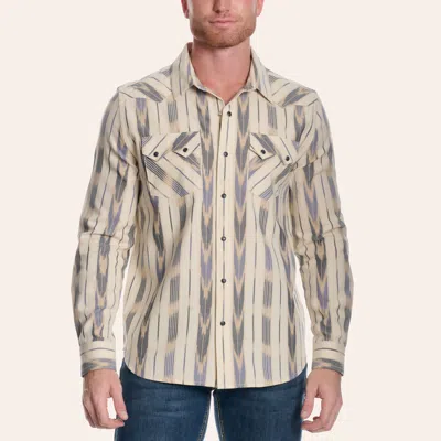 Panhandle Slim Men's Cream & Gray Aztec Stripe Print Pearl Snap Western Shirt In Multi