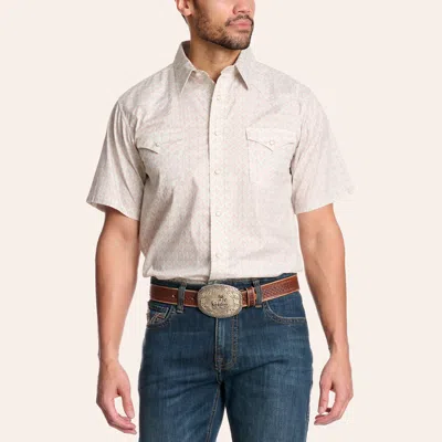 Panhandle Slim Men's Cream Medallion Print Pearl Snap Western Shirt In White