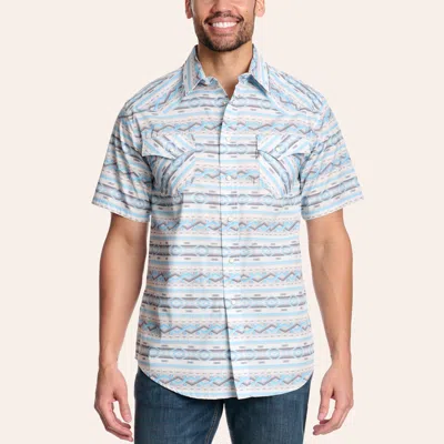 Panhandle Slim Men's Light Blue & Gray Aztec Stripe Print Pearl Snap Western Shirt