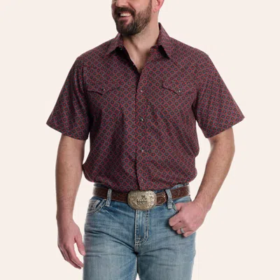 Panhandle Slim Men's Maroon Geo Print Pearl Snap Western Shirt In Brown