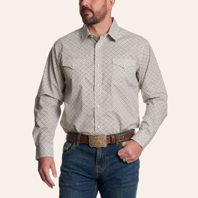 Panhandle Slim Men's Taupe Geo Print Long Sleeve Pearl Snap Western Shirt In Gray