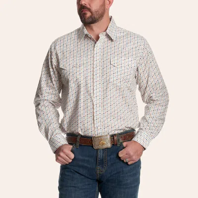 Panhandle Slim Men's White & Multi Aztec Print Long Sleeve Pearl Snap Western Shirt