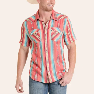 Panhandle Slim Modern Vintage Men's Multicolor Aztec Stripe Print Pearl Snap Western Shirt In Red
